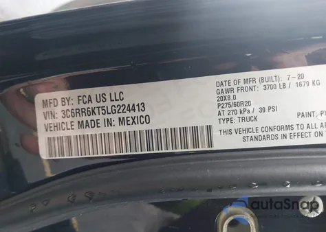 2020 Ram 1500 Classic Express 4X2 5'7 Box из США, поврежденный, VIN 3C6RR6KT5LG224413